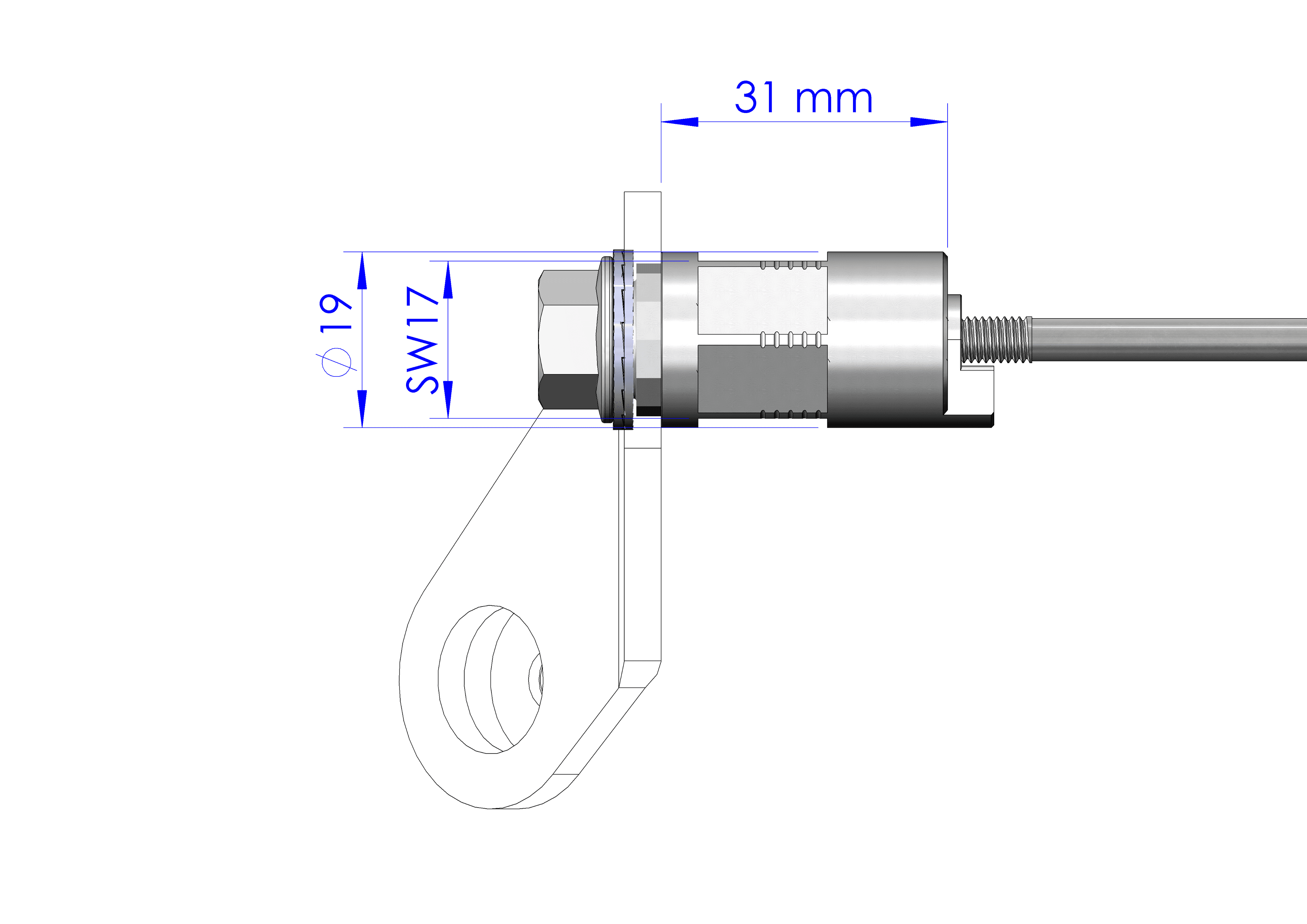 Schnellspannachse mit Polygonadapter - Klemmlänge 154mm - 165mm